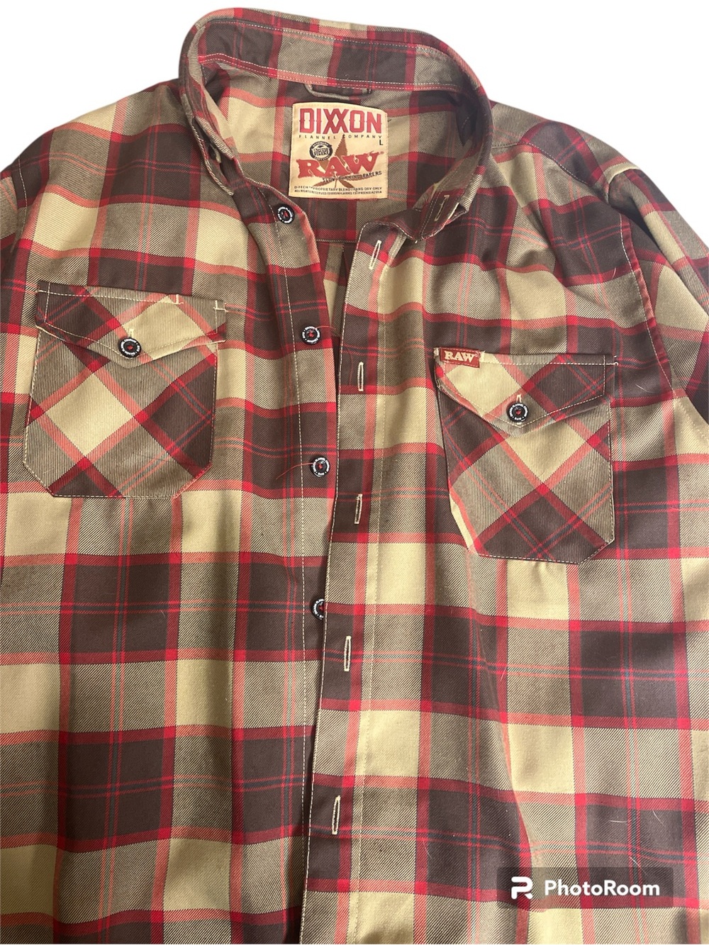 DIXXON Men's Red and Brown Plaid Button-Down Shirt